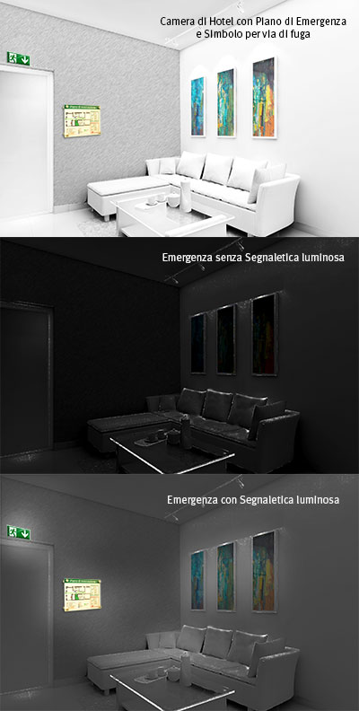 Segnaletica Luminosa Hotel, Alberghi e Ufficio, Segnaletica per Hotel Emergenza e Sicurezza Segnaletica di Emergenza luminosa per Hotel