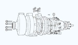 composizione interna della pompa centrifuga orizzontale x-class